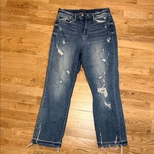 Judy Blue Dark Blue Distressed Jeans Straight fit size 7/28